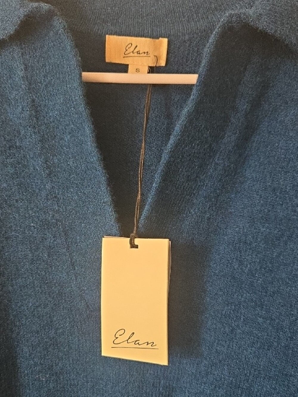 Elan Deep Teal Collared V-Neck Sweater - Picture 3 of 7